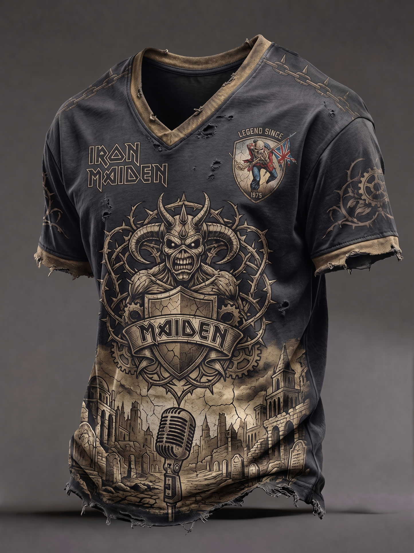 Vintage Iron Maiden V-neck T-shirt