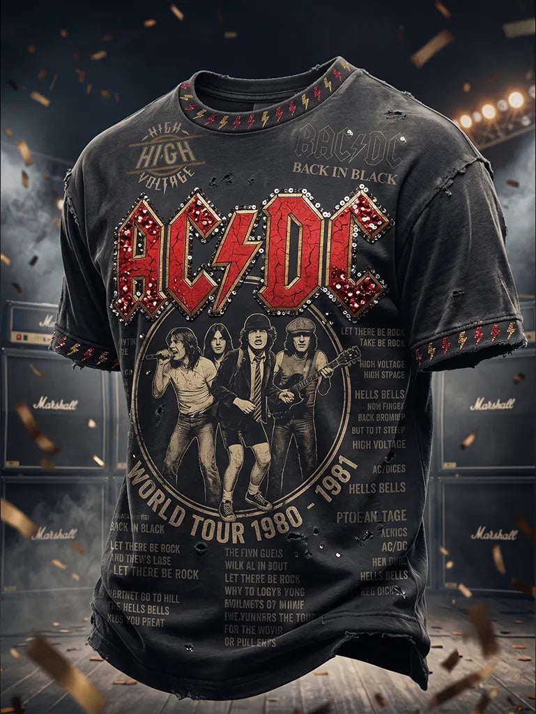 Men's Vintage Rock Music Graphic T-Shirt