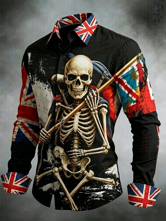 Men's England Heavy Metal Band Tour Long-Sleeve Printed Shirt