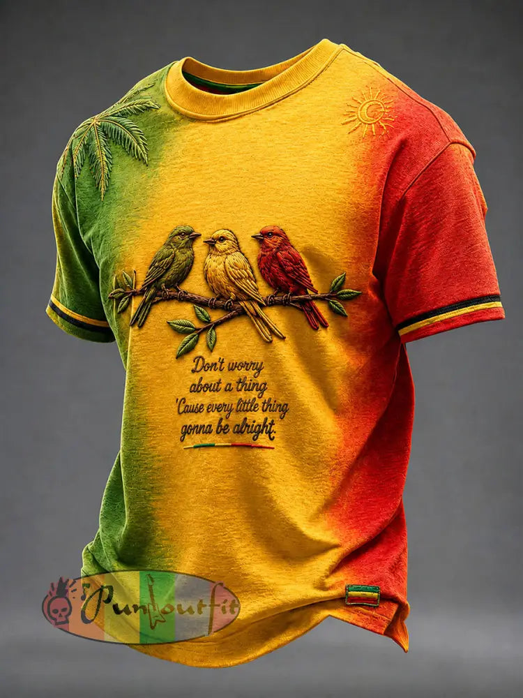 Men's 'Every Little Thing Is Gonna Be Alright' Printed Casual T-Shirt