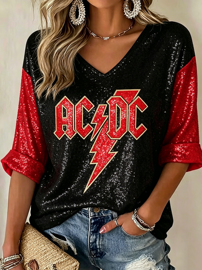 Women's Casual ACDC Print T-Shirt