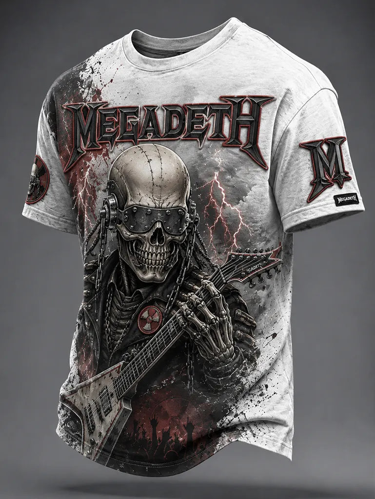 Men's Megadeth Gold Skull Luxury Band Tee