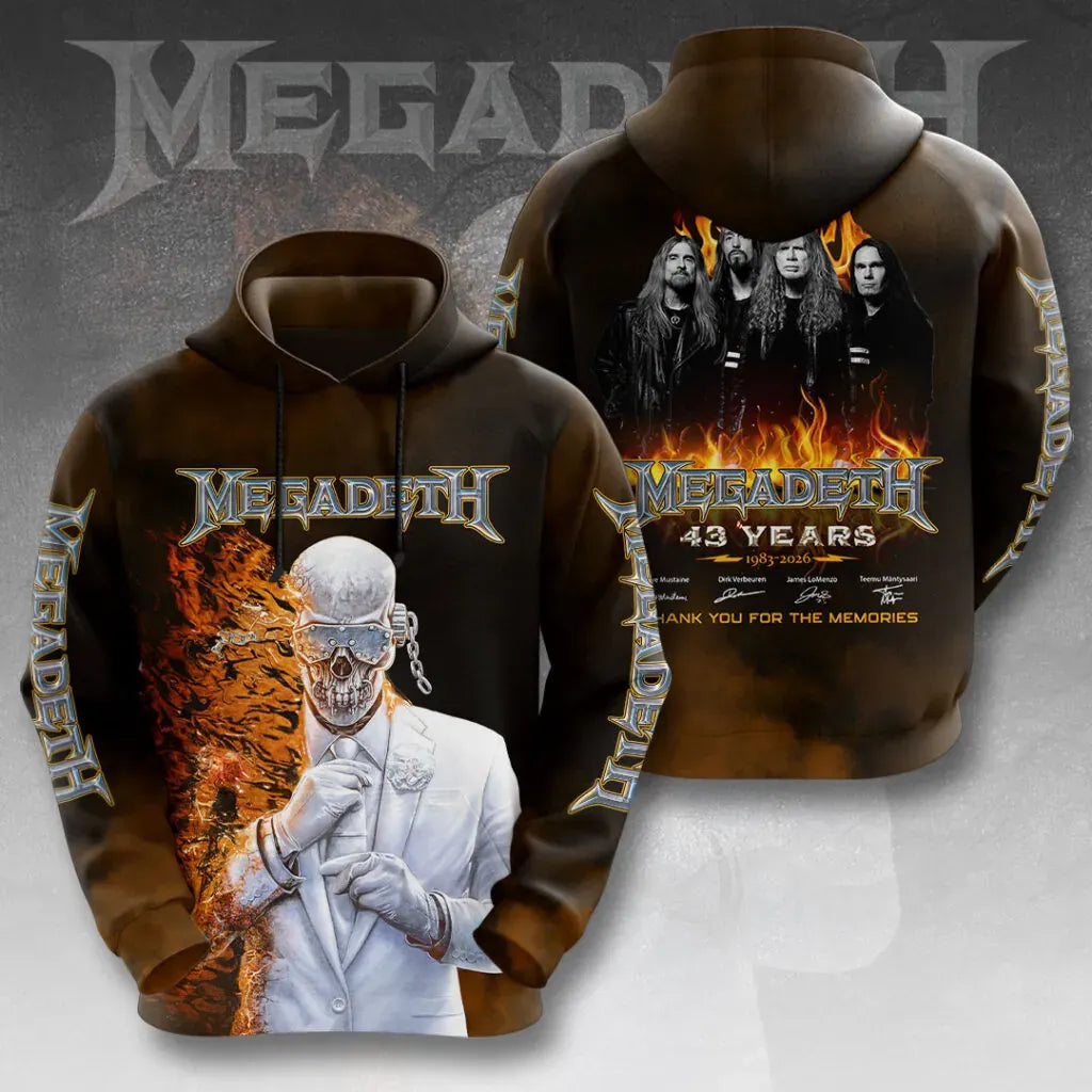 Men's American Thrash Metal Band Print Hoodie