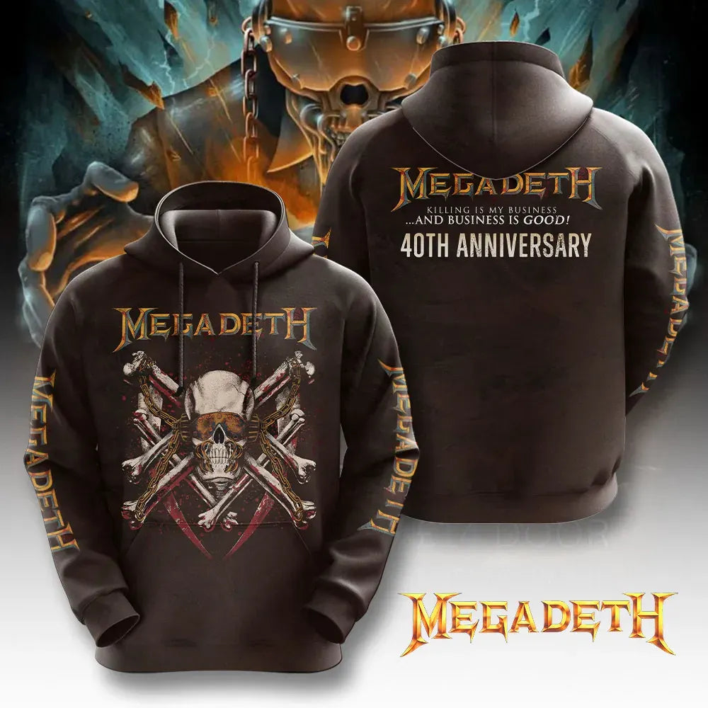 Men's American Thrash Metal Band Print Hoodie