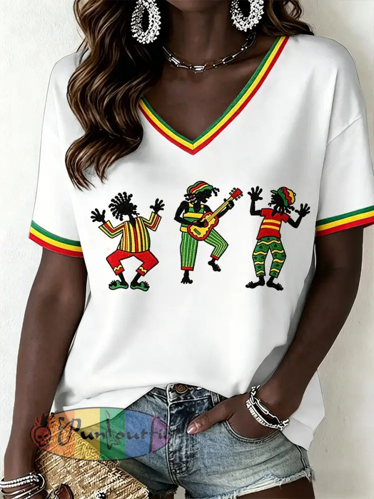 Women's Reggae V-Neck T-Shirt