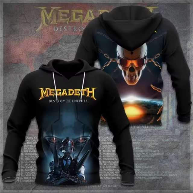 Men's American Thrash Metal Band Print Hoodie