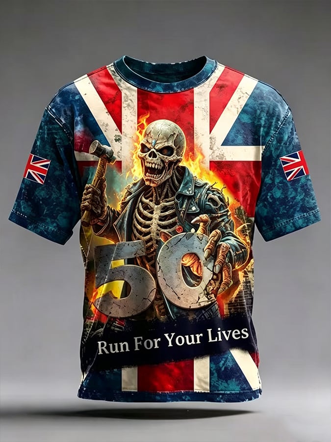 Men's England Heavy Metal Band Tour Crew Neck Short-Sleeve Printed T-Shirt