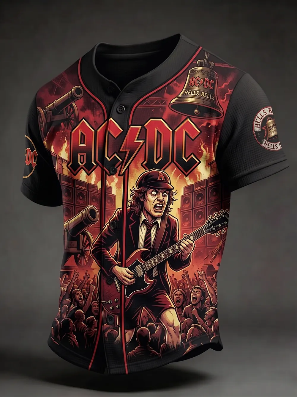 Men's Retro AC/DC Band Rock Fan Short-Sleeve Shirt