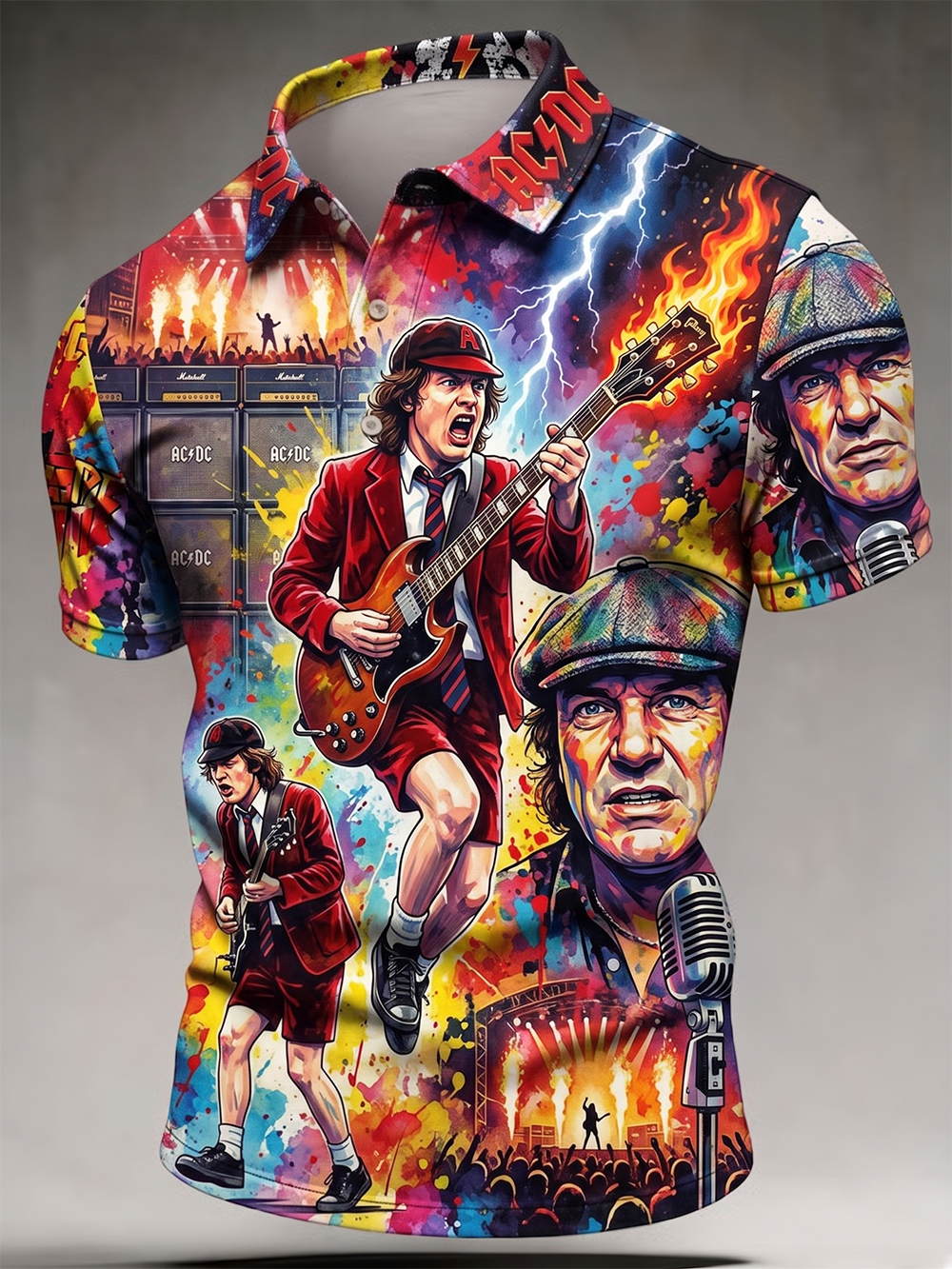 Men's AC/DC Rock Band Fan Polo Shirt