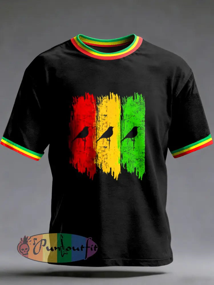 Men's Reggae Printed Vintage Fashion Loose Short Sleeve T-Shirt