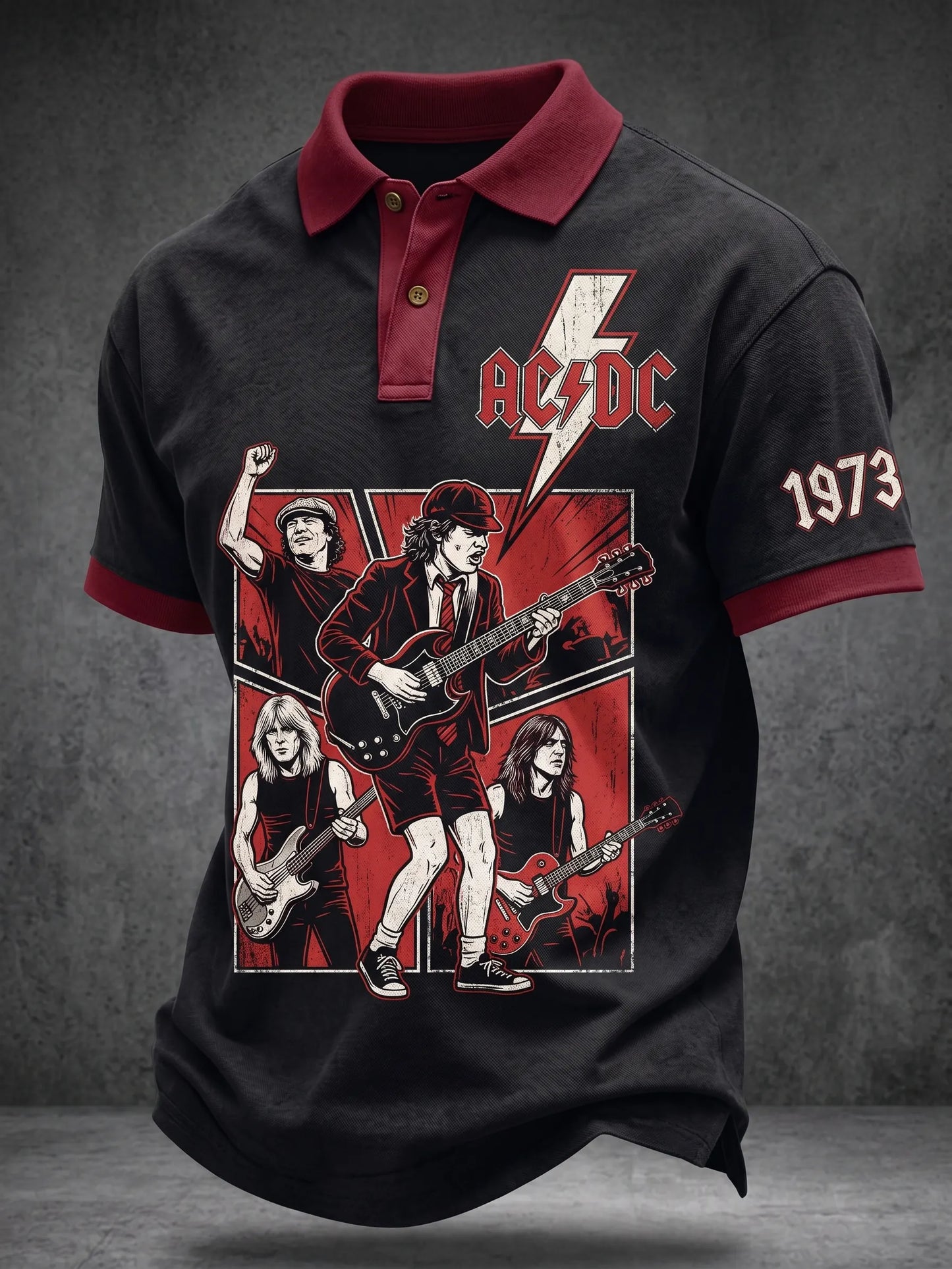 Men's AC/DC Rock Band Fan Polo Shirt