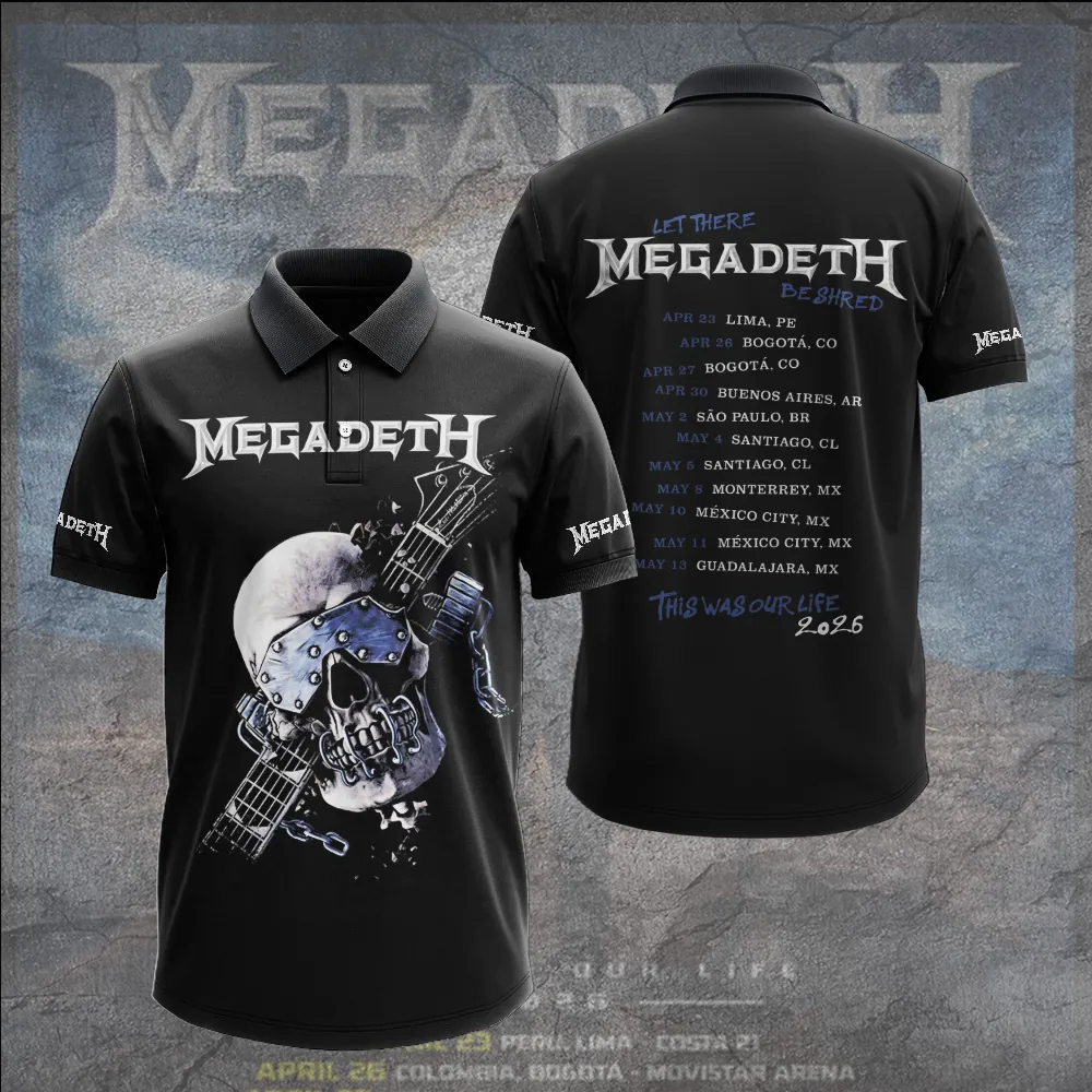 Men's American Thrash Metal Band Print Polo Shirt
