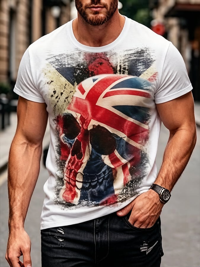 Men's England Heavy Metal Band Tour Crew Neck Short-Sleeve Printed T-Shirt