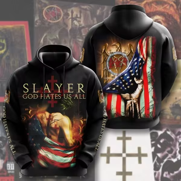 Men's American Thrash Metal Band Print Hoodie