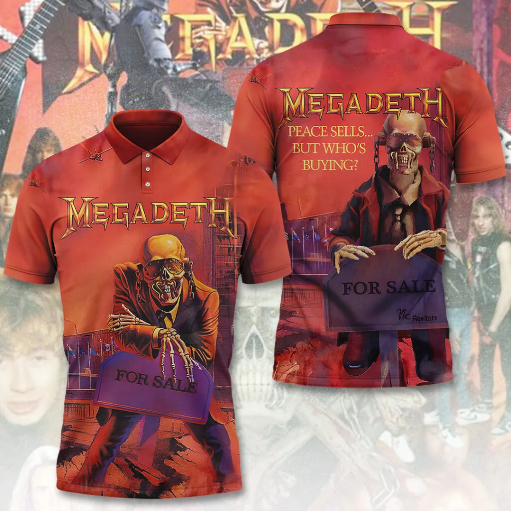Men's American Thrash Metal Band Print Polo Shirt