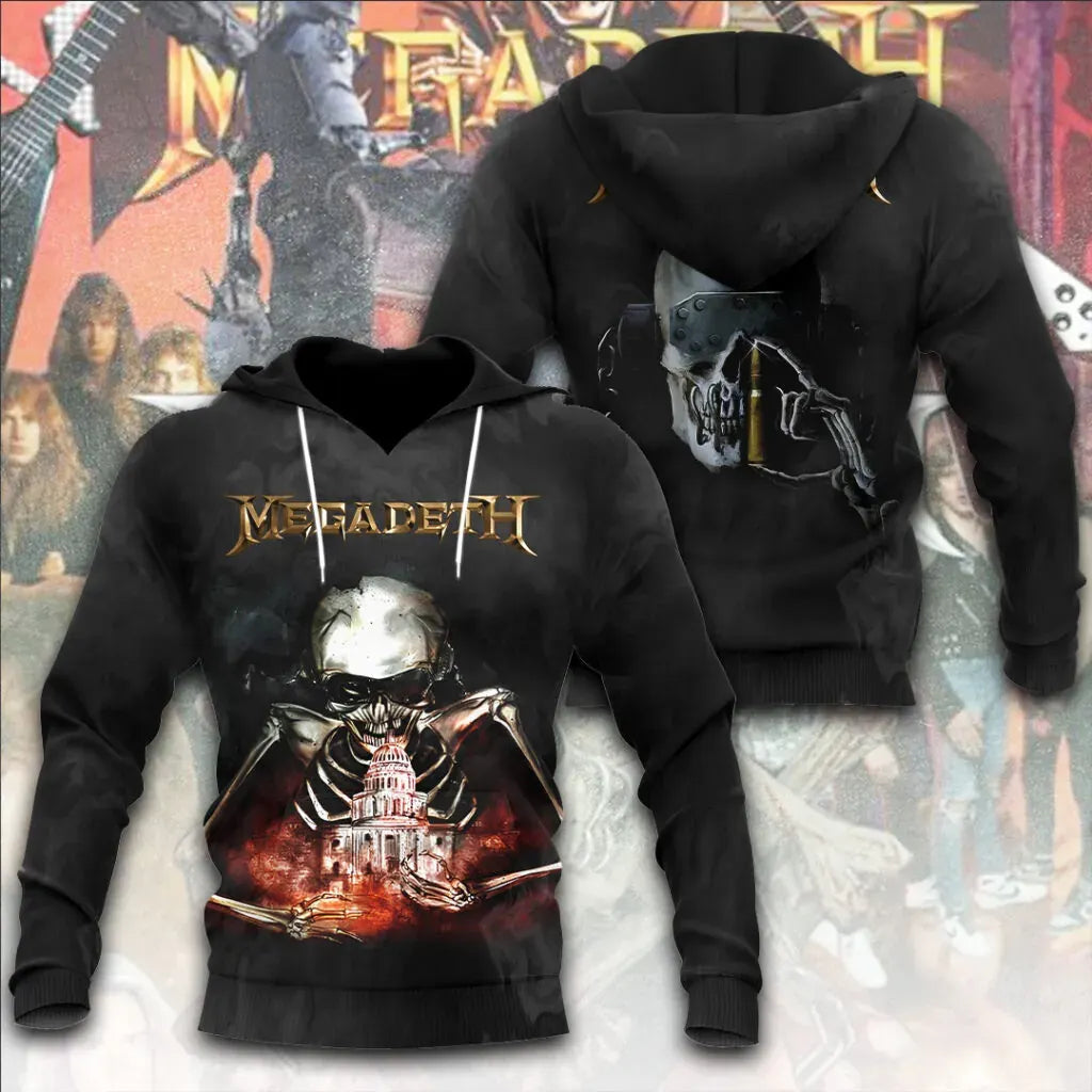 Men's American Thrash Metal Band Print Hoodie