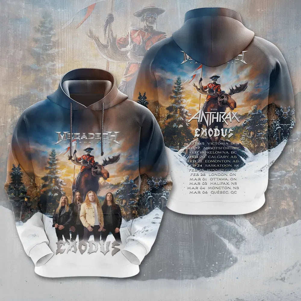 Men's American Thrash Metal Band Print Hoodie