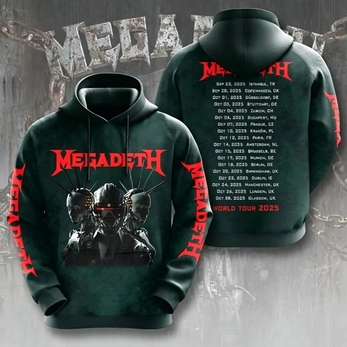 Men's American Thrash Metal Band Print Hoodie
