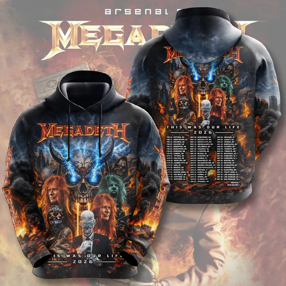 Men's American Thrash Metal Band Print Hoodie