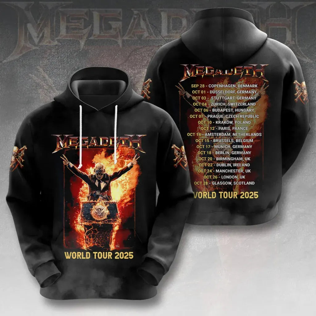 Men's American Thrash Metal Band Print Hoodie