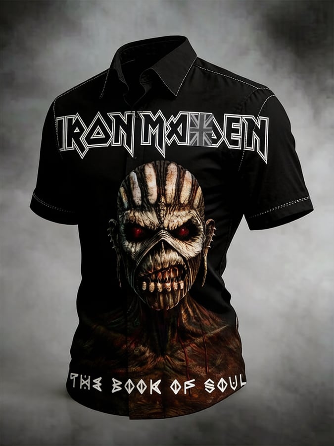 Men's England Heavy Metal Band Printed Short-Sleeve Shirt (Pocketless)
