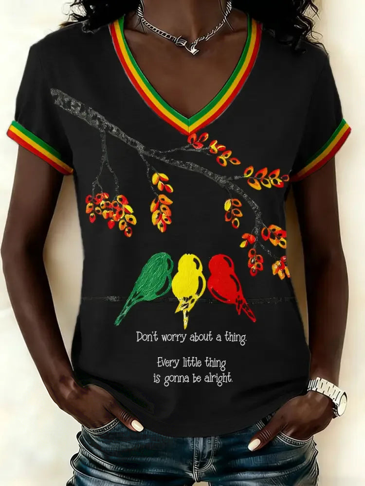 Women's Reggae Print Casual T-shirt
