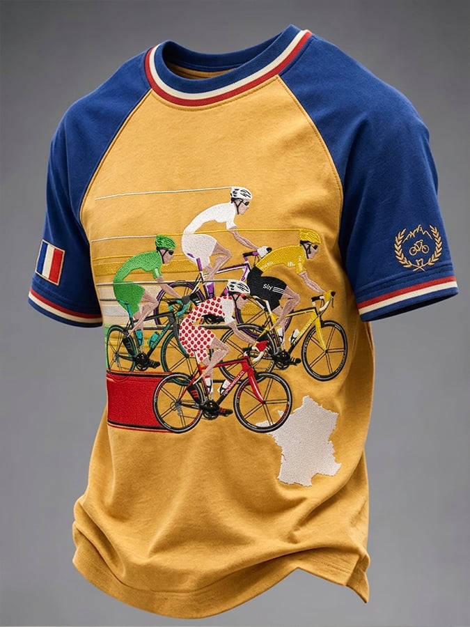 Men's Casual Tour France Printed Top