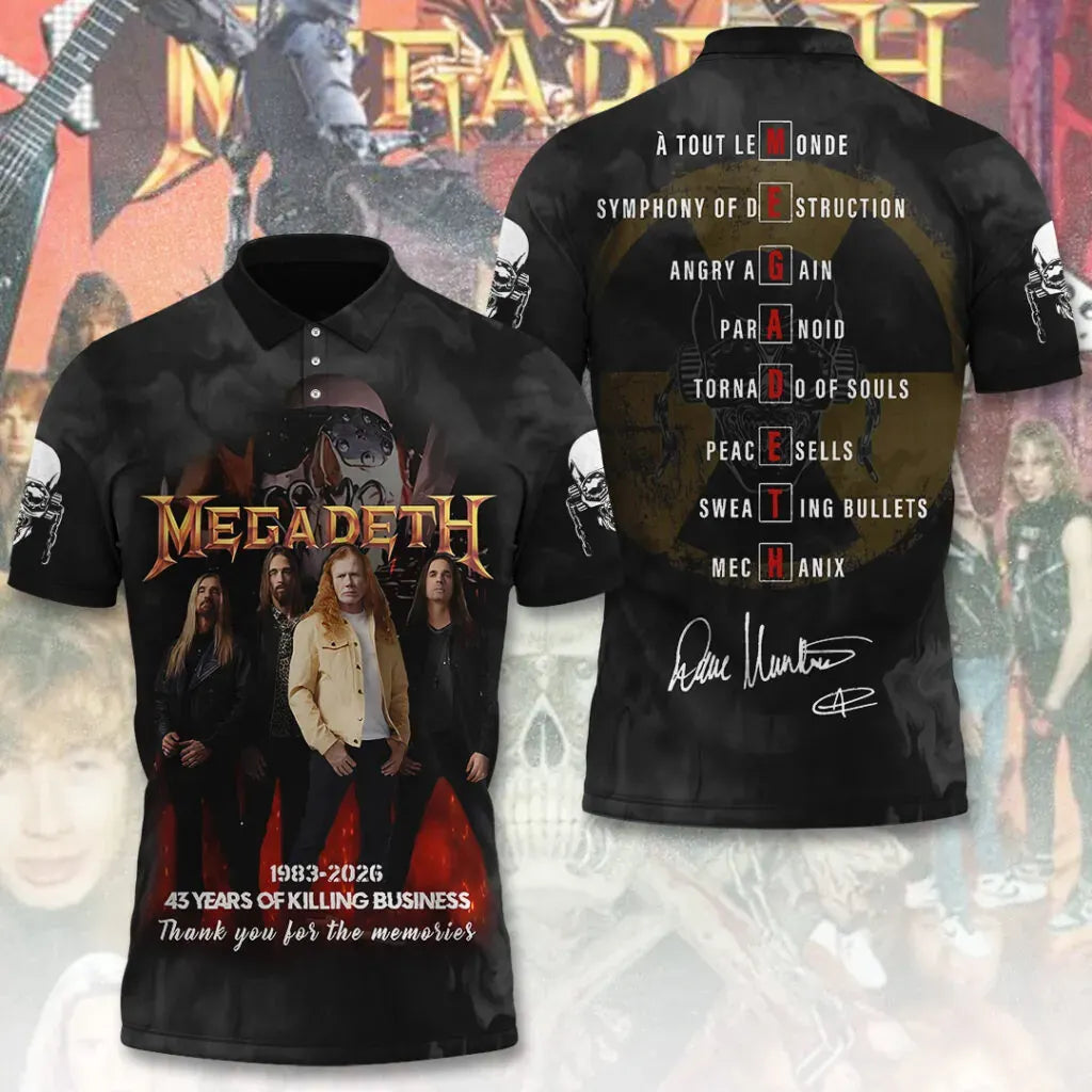Men's American Thrash Metal Band Print Polo Shirt