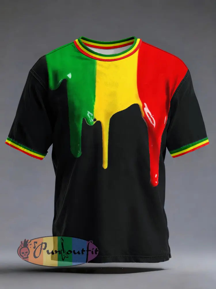 Men's Reggae Music Inspired Print Vintage T-Shirt