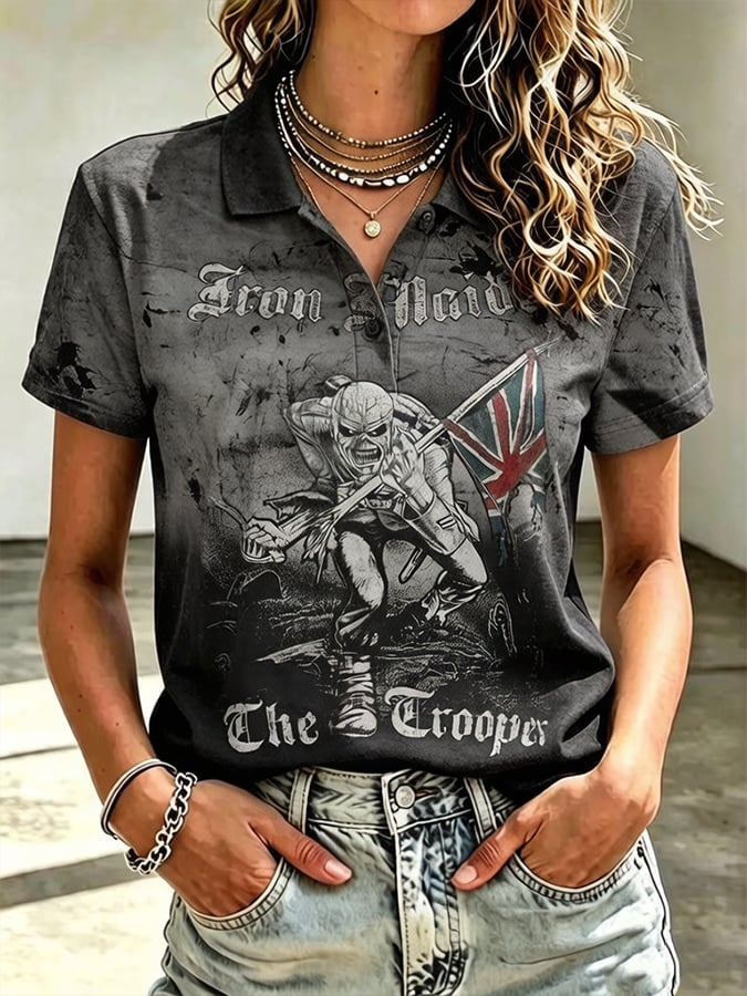 Women's England Heavy Metal Band Tour Print Casual T-Shirt