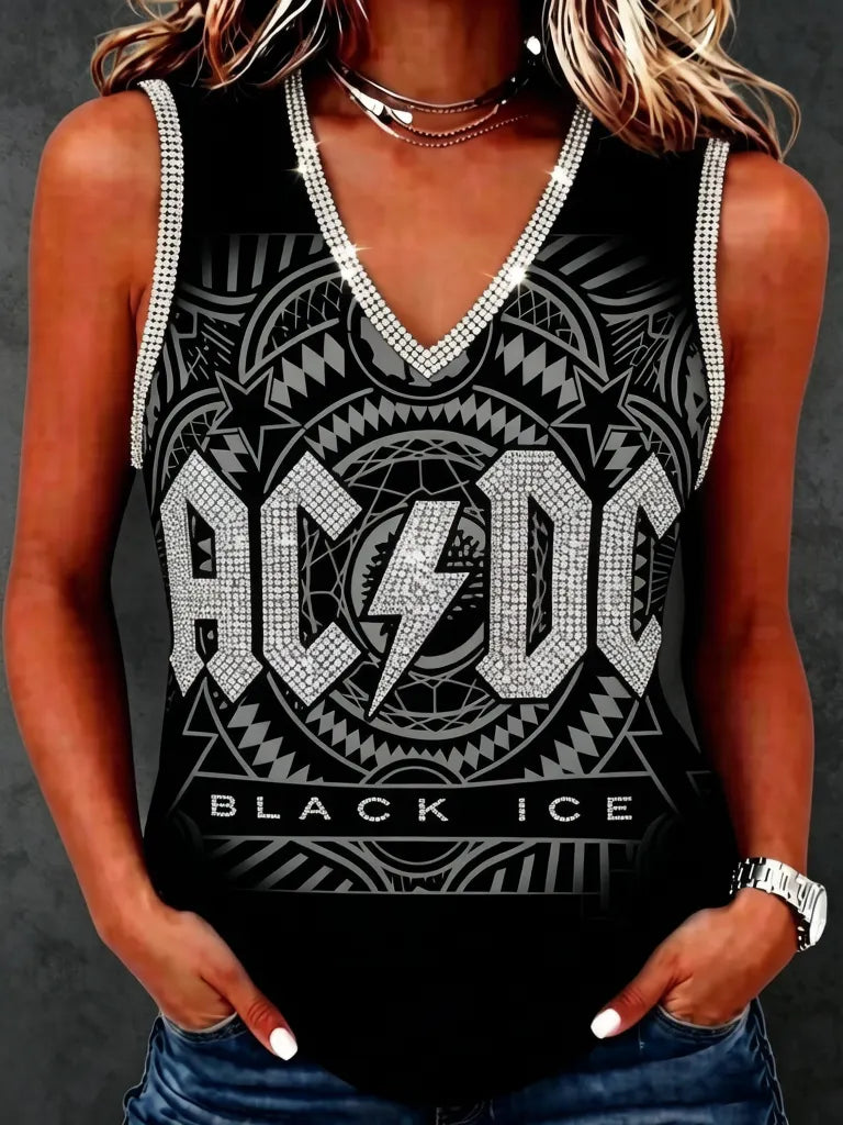 Women's Retro AC/DC Rock Band Sleeveless Top