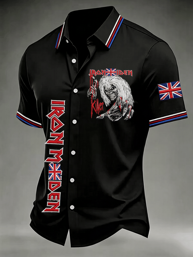 Men's England Heavy Metal Band Printed Short-Sleeve Shirt (Pocketless)