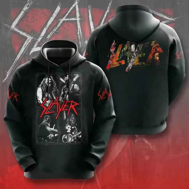 Men's American Thrash Metal Band Print Hoodie