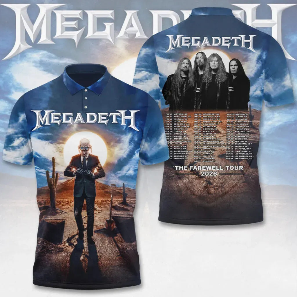 Men's American Thrash Metal Band Print Polo Shirt
