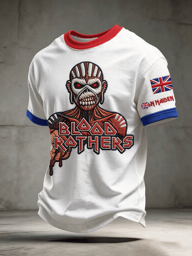 Men's British Heavy Metal Band Tour Graphic Crew Neck T-Shirt