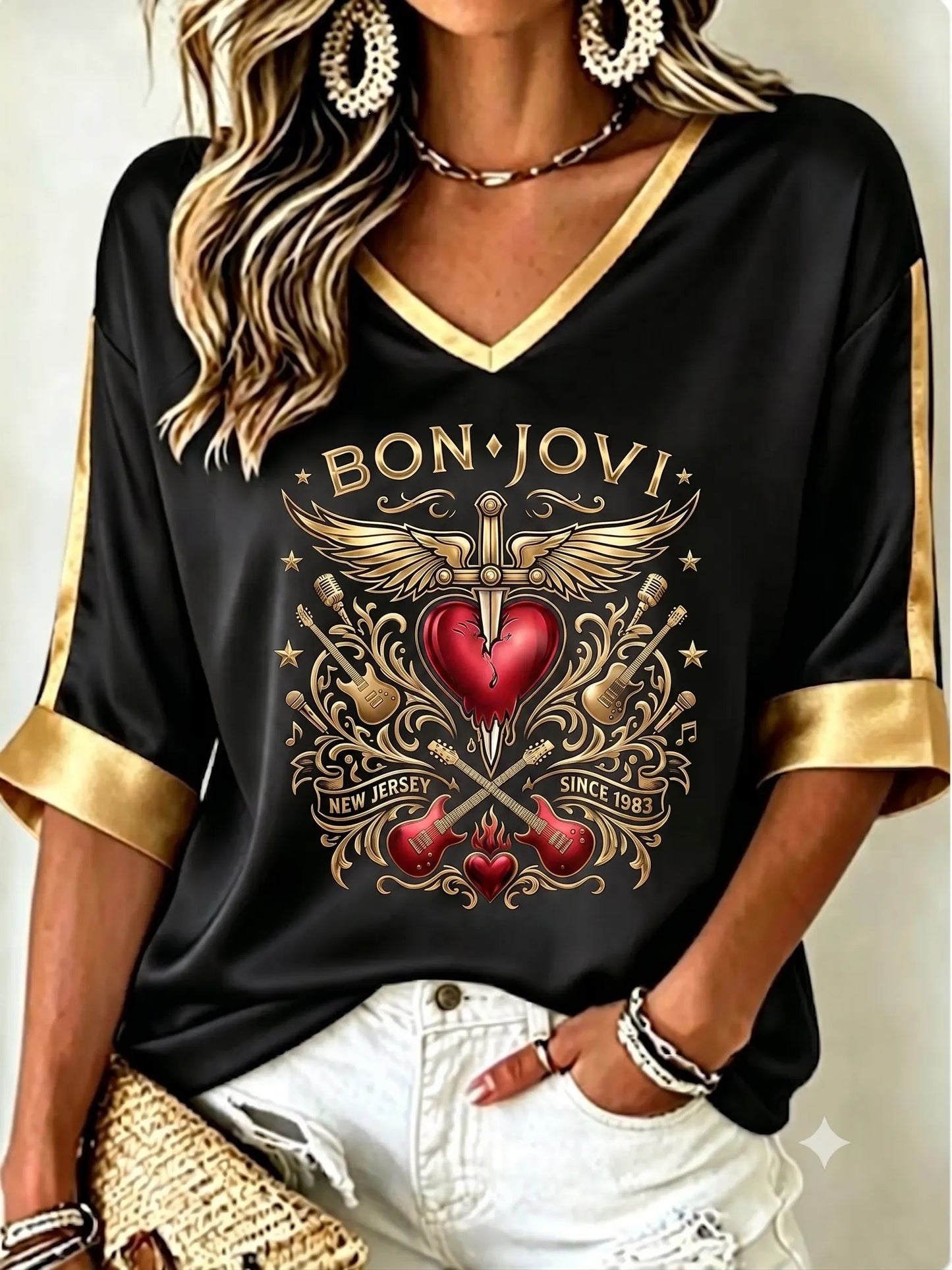 Women's Vintage Bon Jovi Fan Top