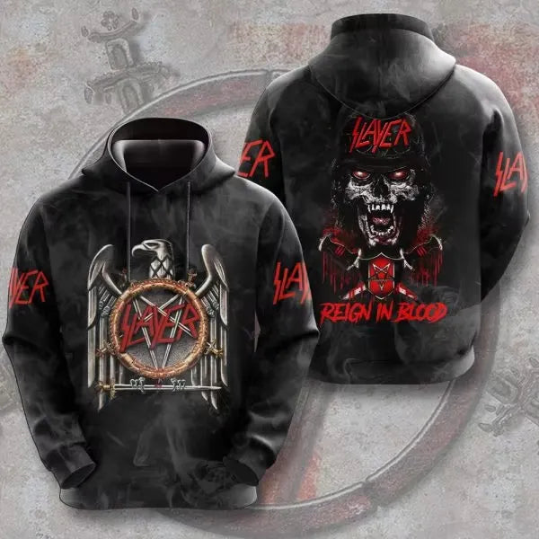 Men's American Thrash Metal Band Print Hoodie