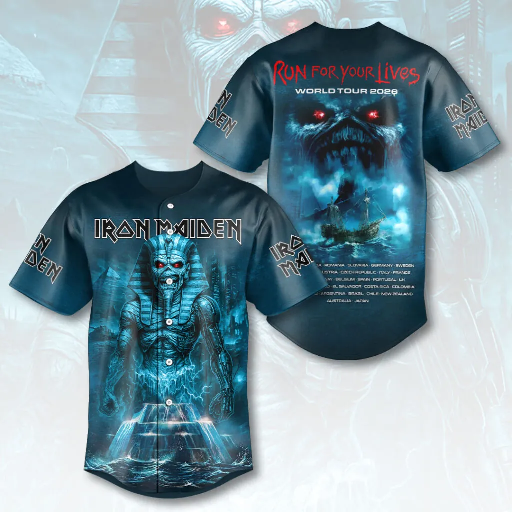 Polyester Iron Maiden Run For Your Lives 2026 World Tour Graphic Baseball Shirt