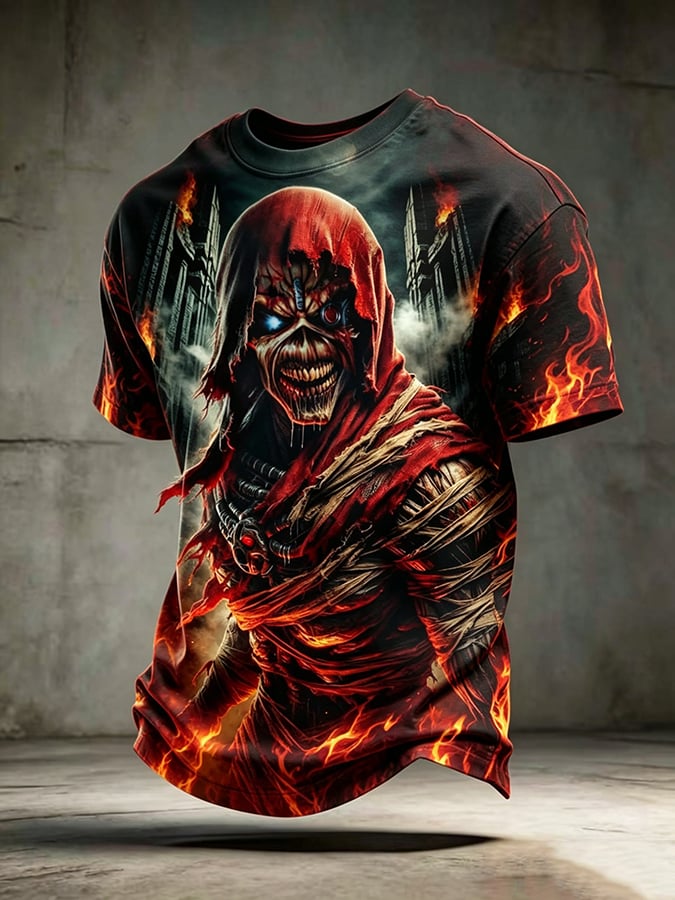 Men's England Heavy Metal Band Short-Sleeve Crew Neck Printed T-Shirt
