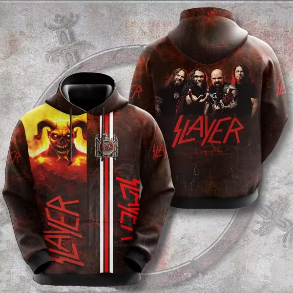 Men's American Thrash Metal Band Print Hoodie