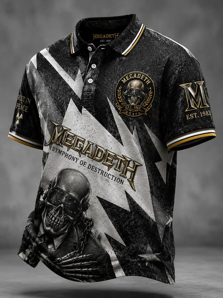 Men's Megadeth Th1rt3en Acid Wash Polo