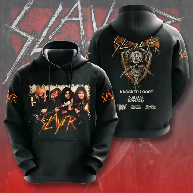 Men's American Thrash Metal Band Print Hoodie