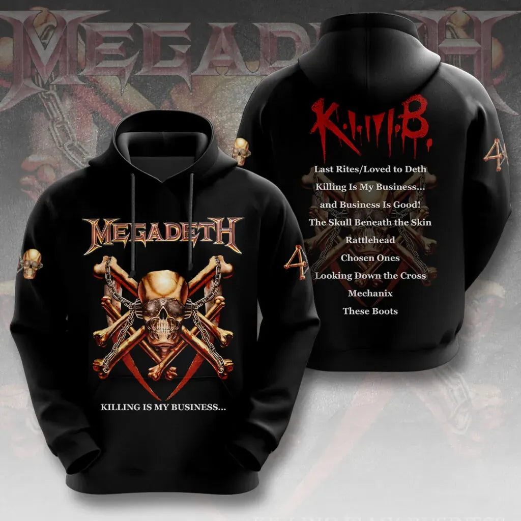 Men's American Thrash Metal Band Print Hoodie