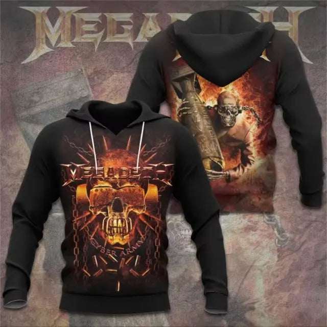 Men's American Thrash Metal Band Print Hoodie