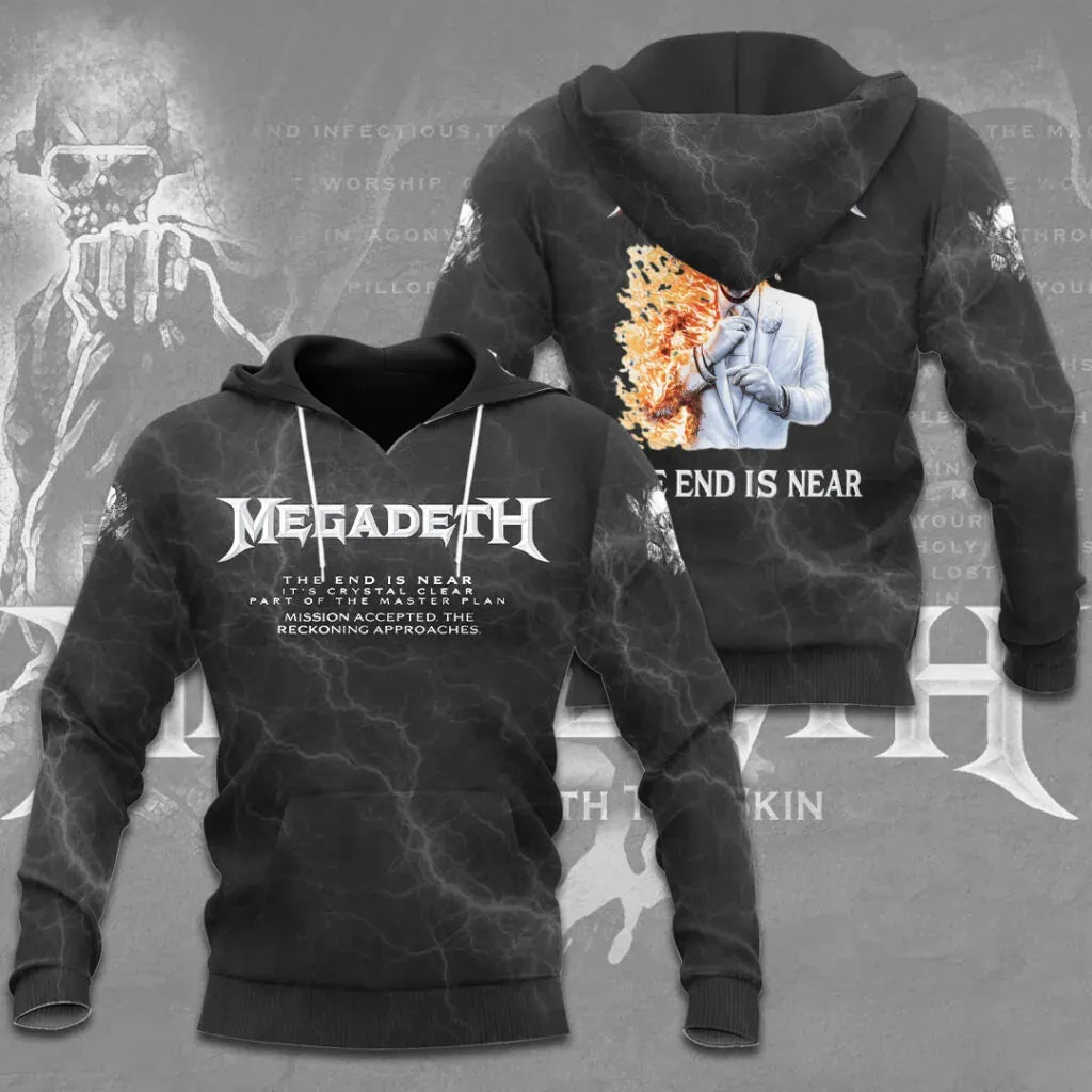 Men's American Thrash Metal Band Print Hoodie