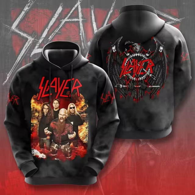 Men's American Thrash Metal Band Print Hoodie