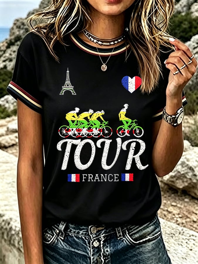 Women's Tour France Print Casual T-Shirt