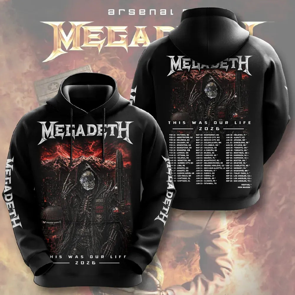 Men's American Thrash Metal Band Print Hoodie