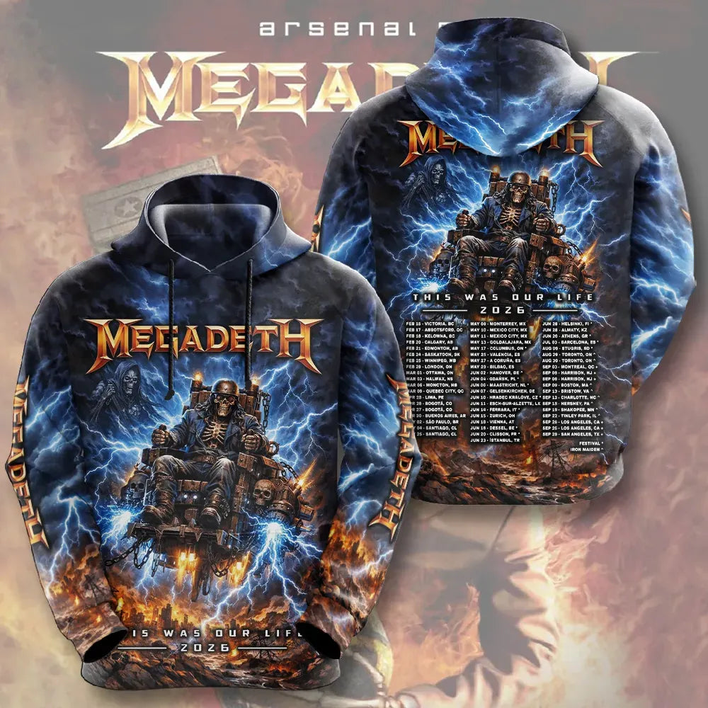 Men's American Thrash Metal Band Print Hoodie