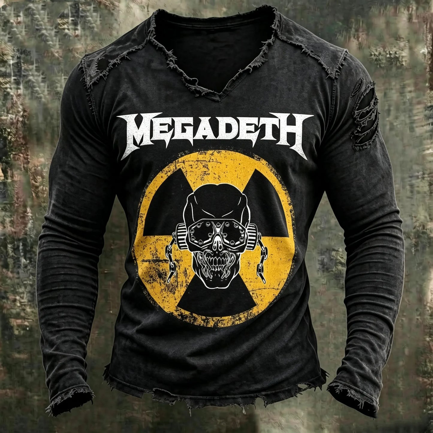 Men's Vintage American Thrash Metal Band V-neck T-shirt